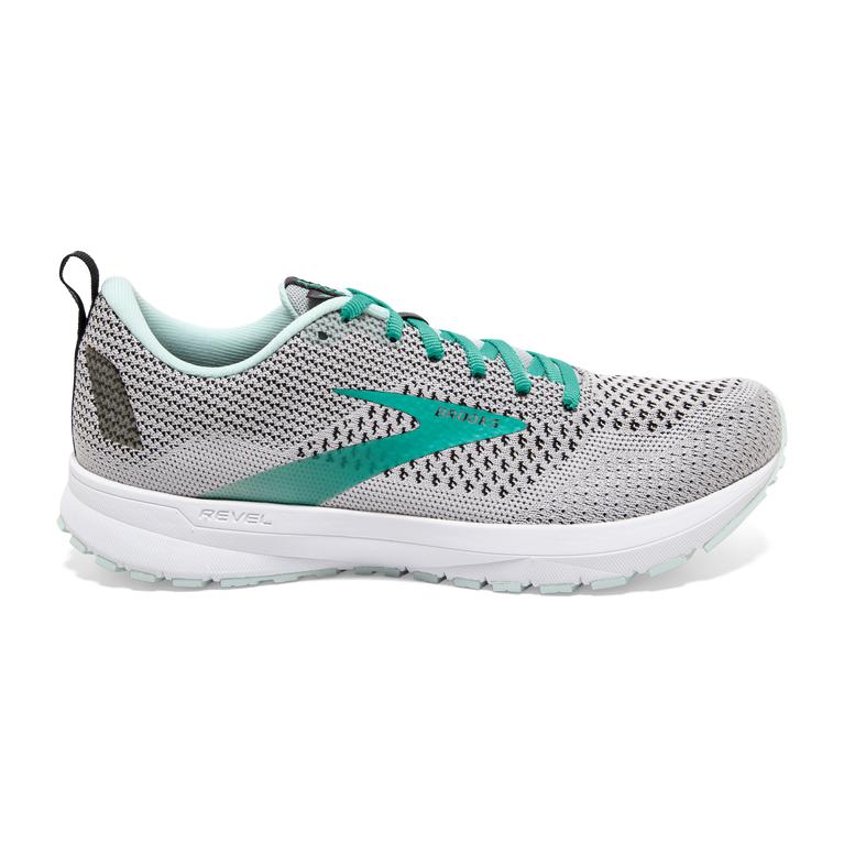 Brooks Revel 4 Road Running Shoes - Women's - Grey/Fair Aqua/Black (43250-OXZB)